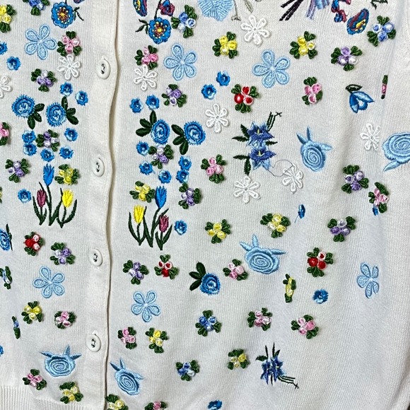 NY Collection‎ Embroidered Twee coquette Floral Button Front Cardigan Size 1X - Picture 2 of 4